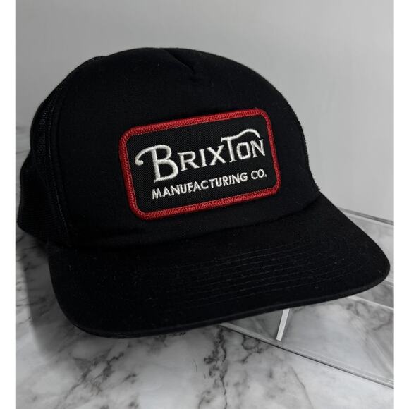 BRIXTON Trucker Hat Cap Snapback Mesh Patch Black Red - Picture 1 of 5